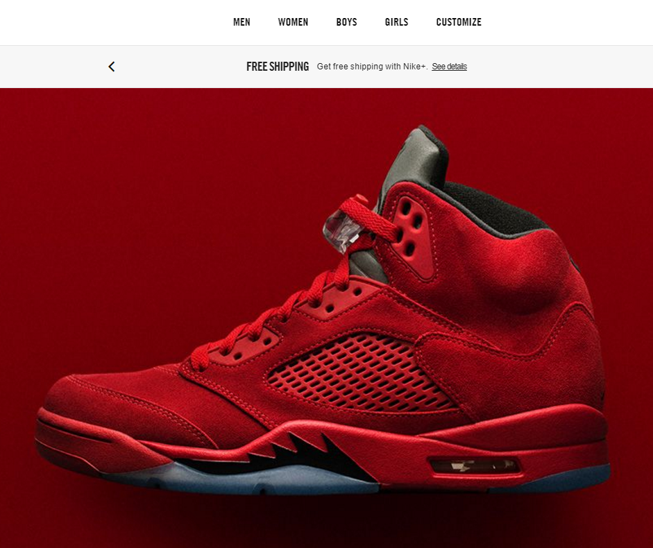 Nike's US website