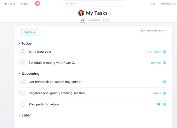 interface asana