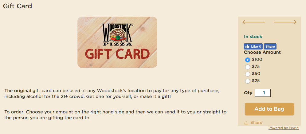 kartu hadiah Woodstock