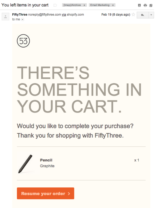 Verbose abandoned cart email