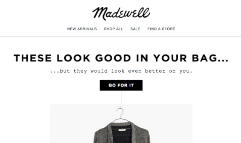 Abandoned cart email madwell