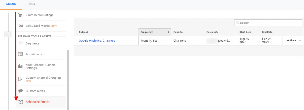 Modifier ou supprimer les e-mails programmés dans Google Analytics