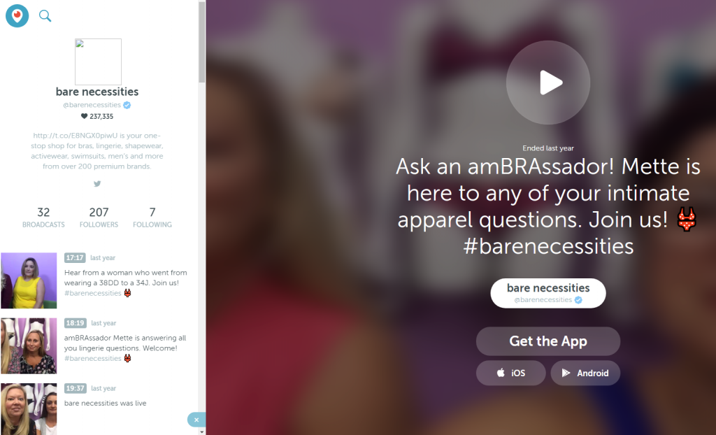 Bare Necessities su Periscope