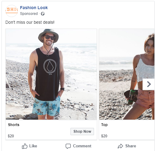 Facebook catalog ad example