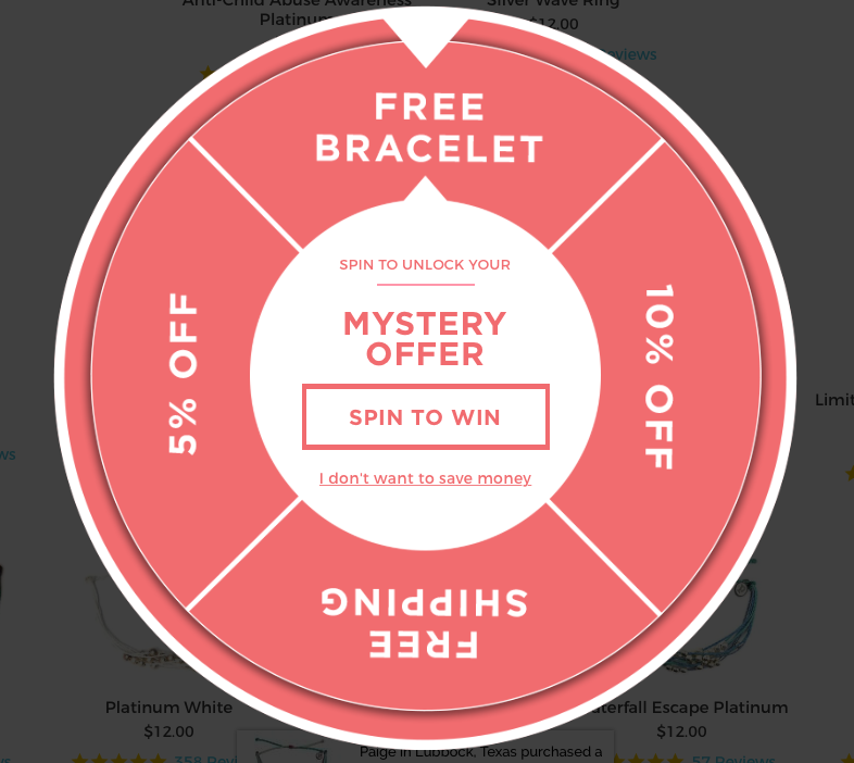 Variable reward offer popup