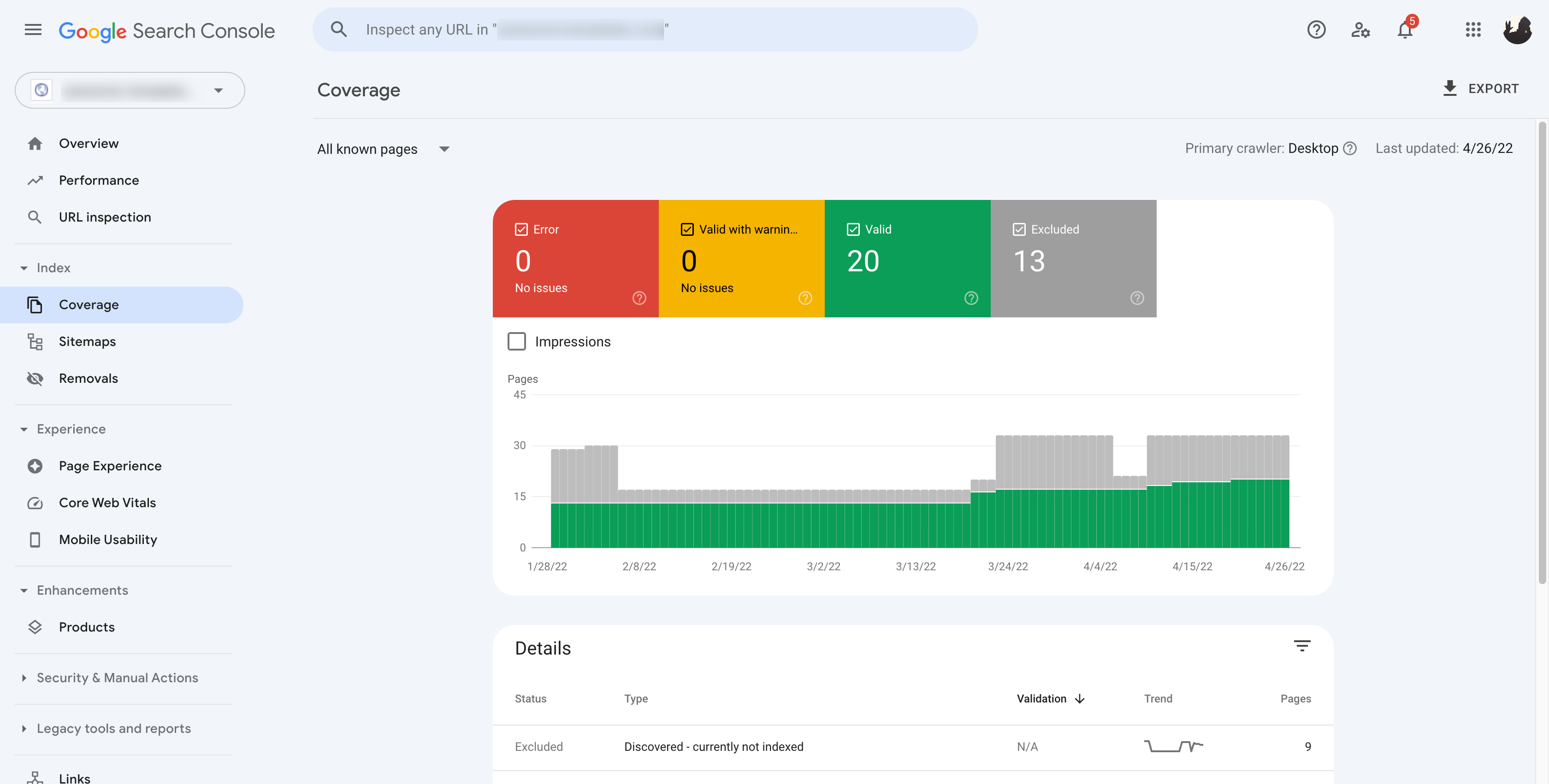 Google Search Console Kapsam Raporu
