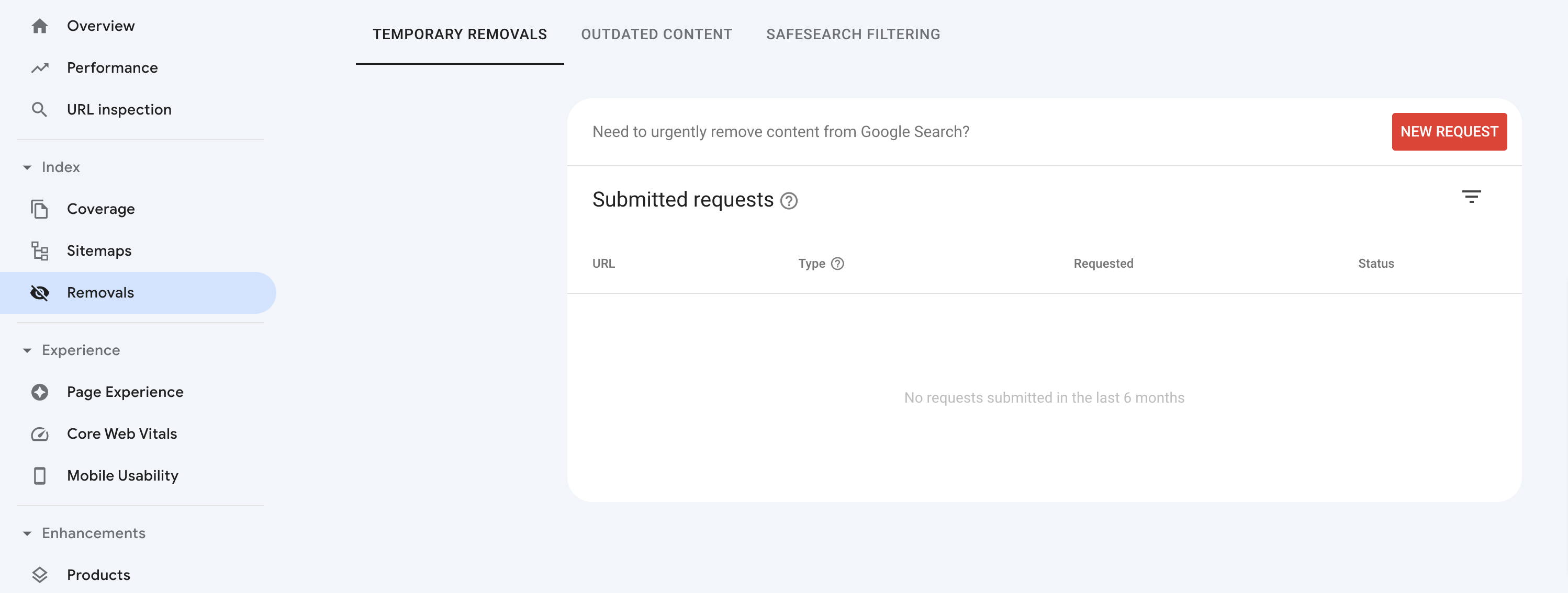 Strumento di rimozione di Google Search Console