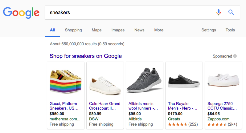 annunci Google Shopping