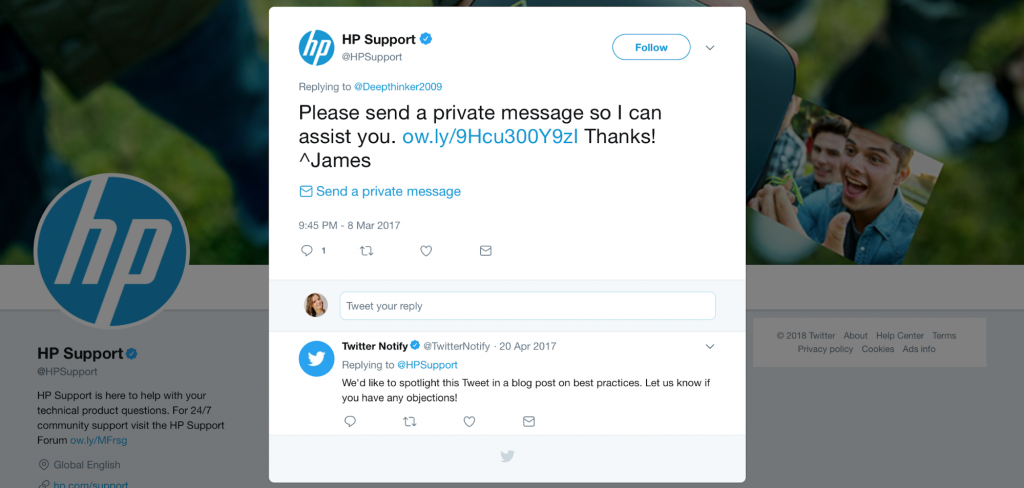 Hp on twitter