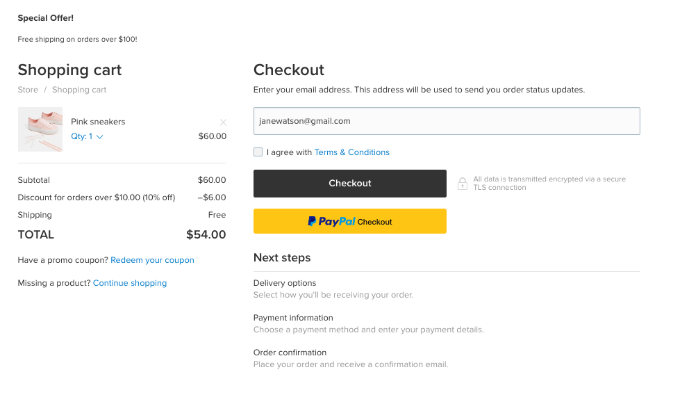 New checkout page in Ecwid