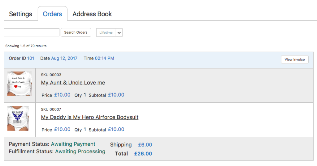 Invoice Print adds a button to the customer area