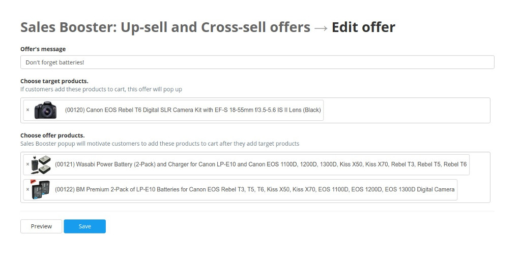 Setting up an upsell offer in Sales Booster