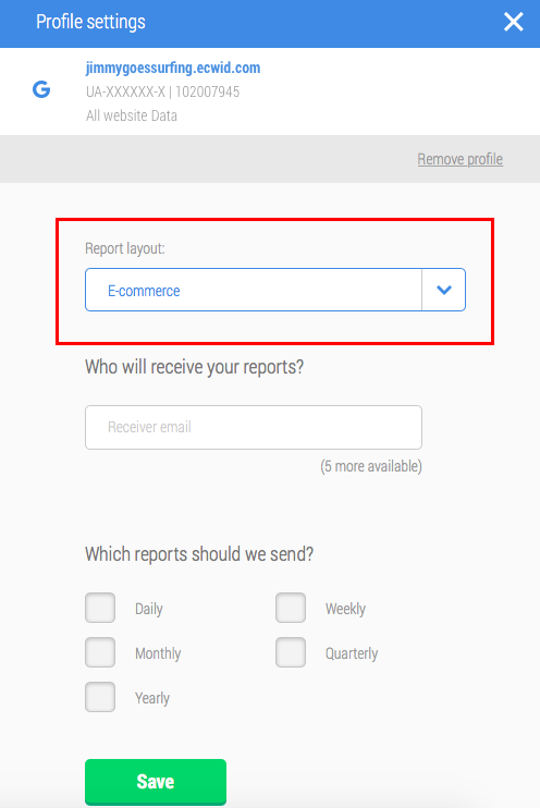 Selecteer lay-out rapport
