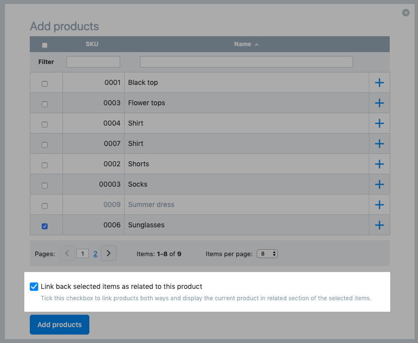 Product catalog link related products