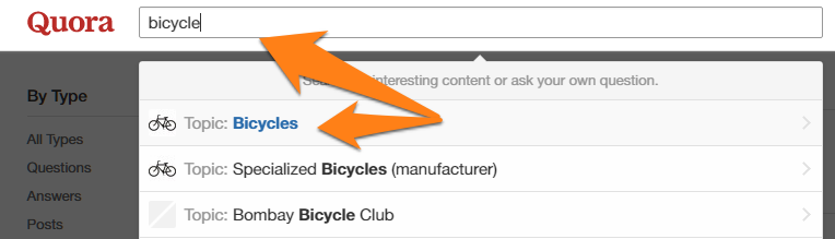 Searching topics on Quora
