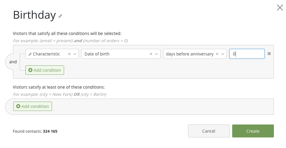 Setting up customer segment by the date of birth