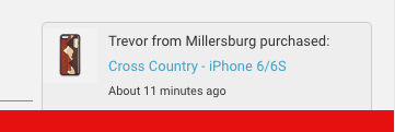Fomo notification on a phone case store
