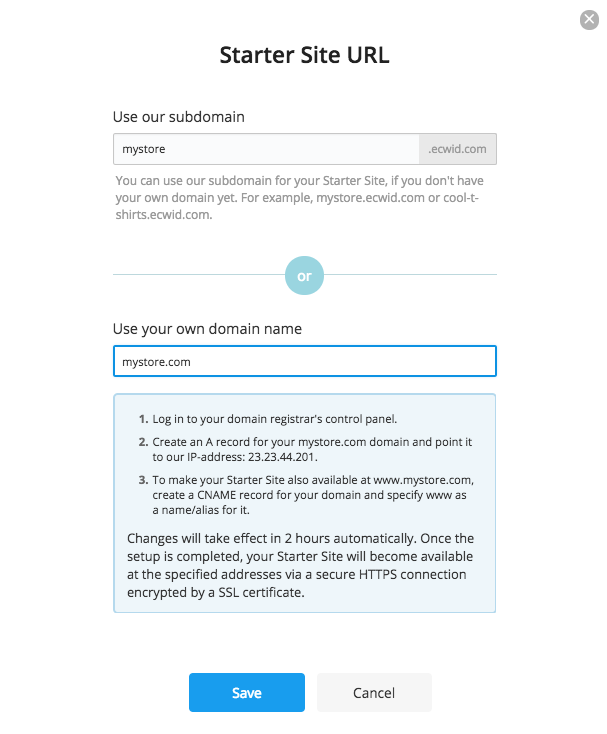 Configuración instantánea del sitio