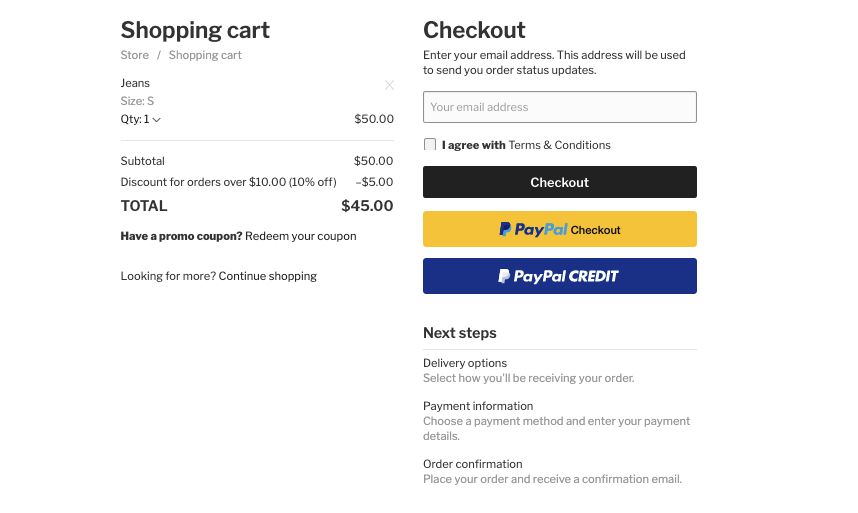 bloc de commerce électronique de la page de paiement pour wordpress