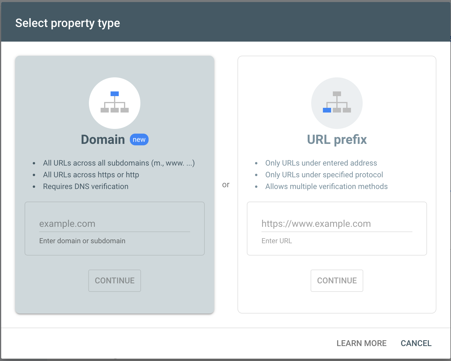 google arama konsolunda yeni bir mülk oluşturma