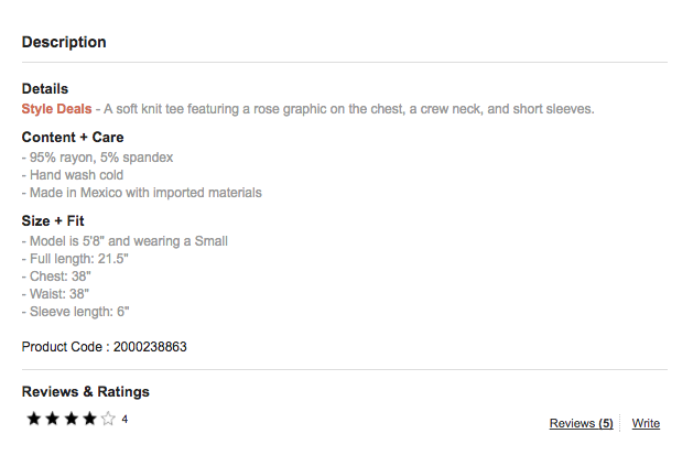 customer review form on Forever 21