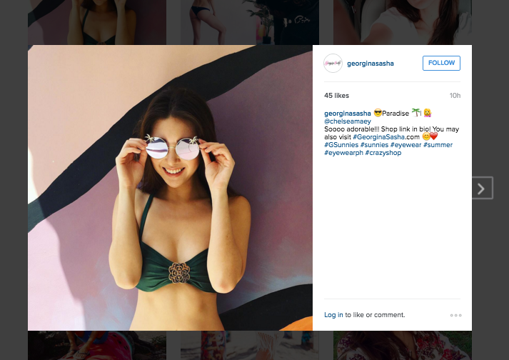 @georginasasha’s account is extremely sunny. No wonder - she sells sunglasses!