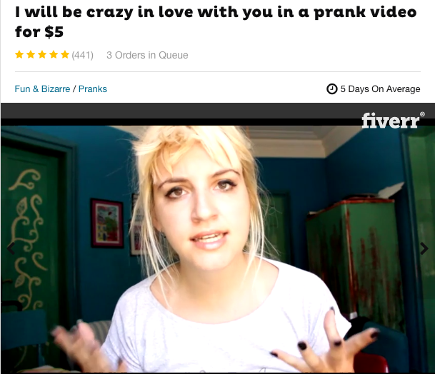 Just one of many bizarre but still creative gigs on Fiverr