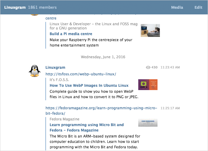 Linux a un Télégramme canal de trop