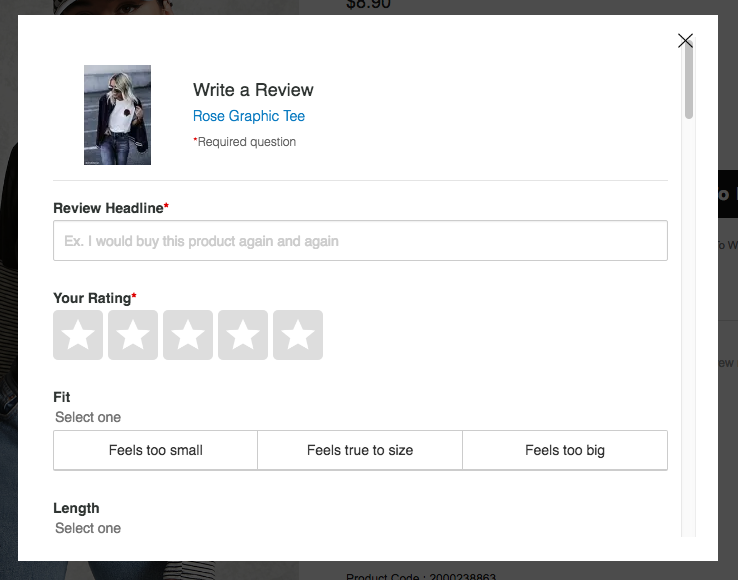 Popup review model