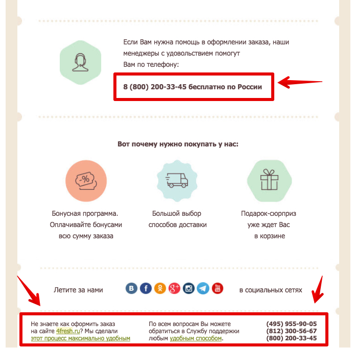 4fresh даёт сразу несколько номеров телефонов и ссылки на страницы, где можно получить помощь