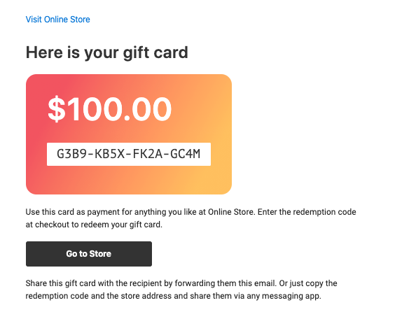 Online Store Gift Card