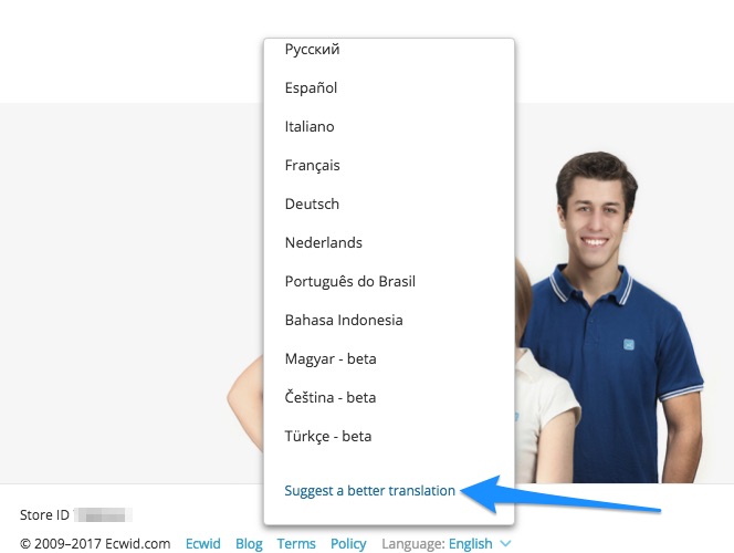 Impostare lingua in Ecwid