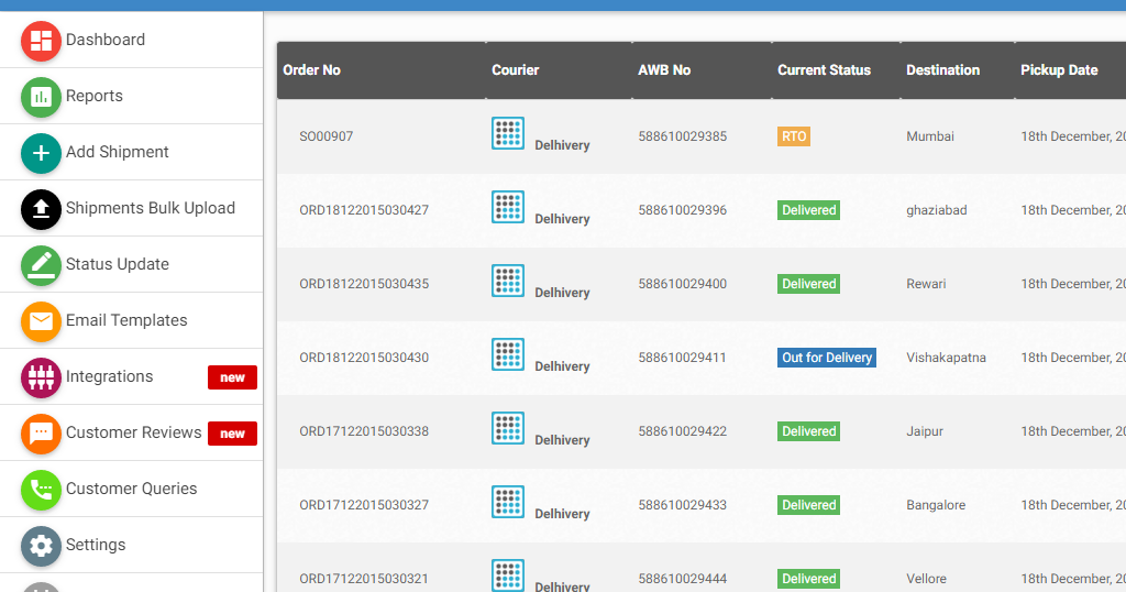Shipway Order Tracking