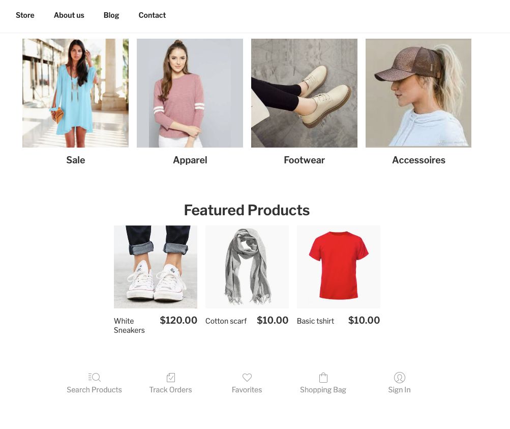 store homepage ecommerce block for wordpress